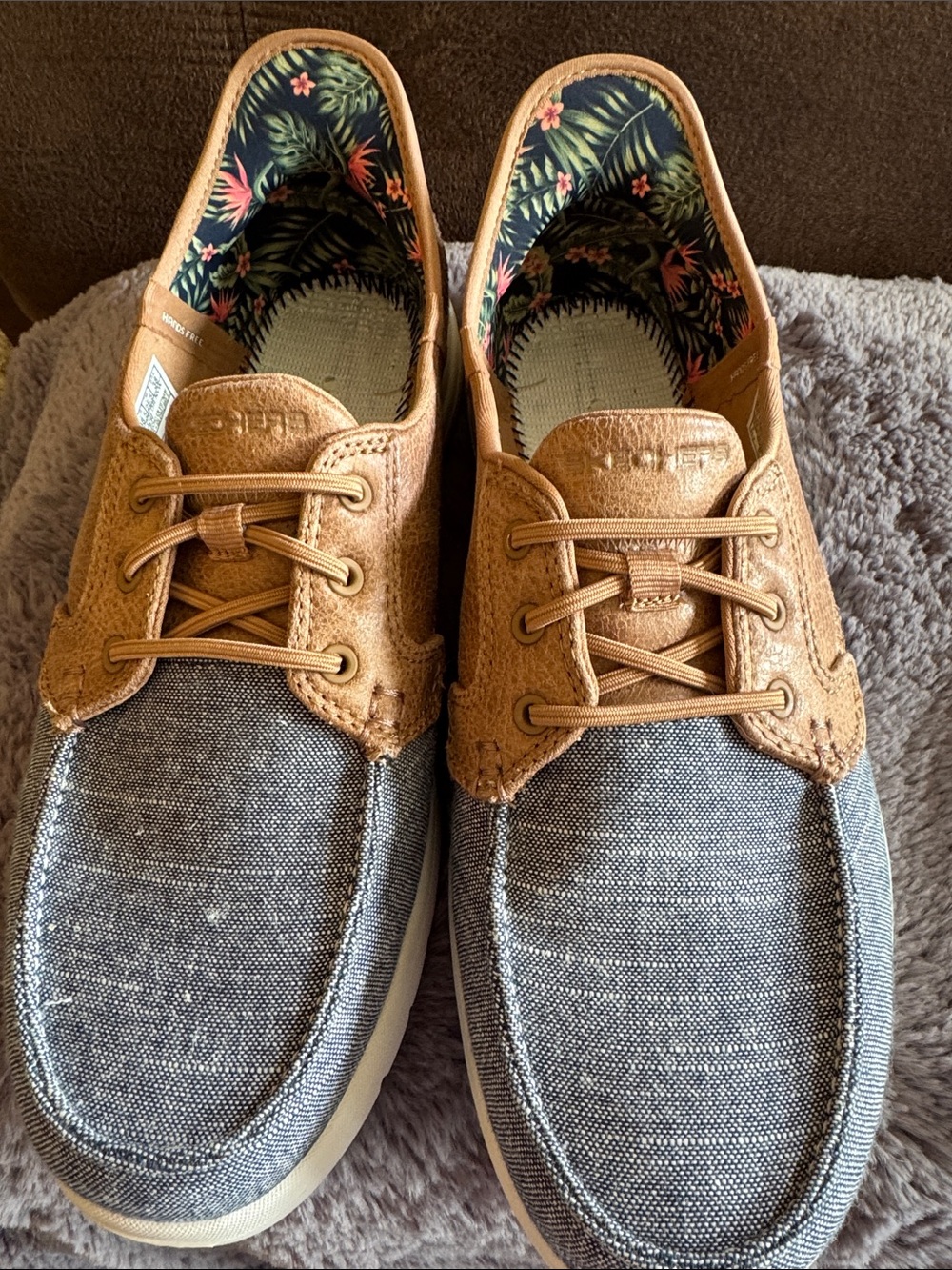Skechers Casual women’s Two-Tone Canvas Boat Shoes - Tan & Gray
